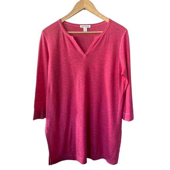 Belford Pink Linen Blend Tunic Length Sweater Medium - Picture 1 of 4